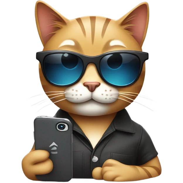 Cool cat on the phone  emoji