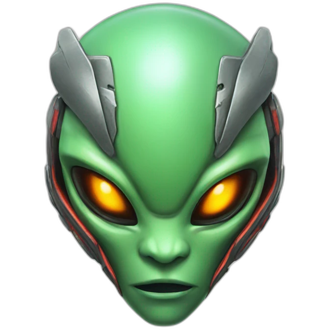 alien head with fireblades on top emoji