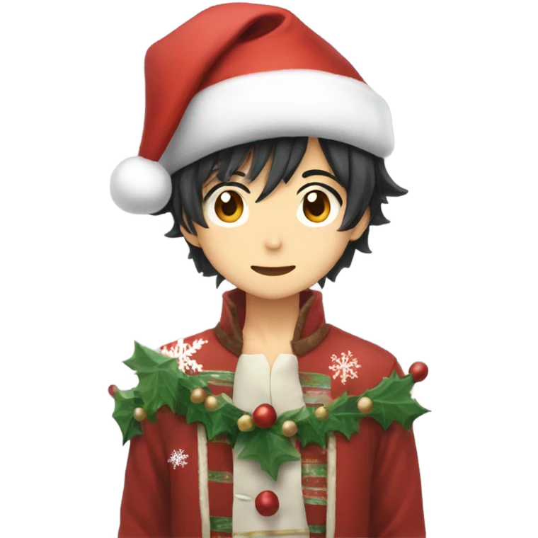 Giyuu Tomioka dressed in Christmas outfit  emoji
