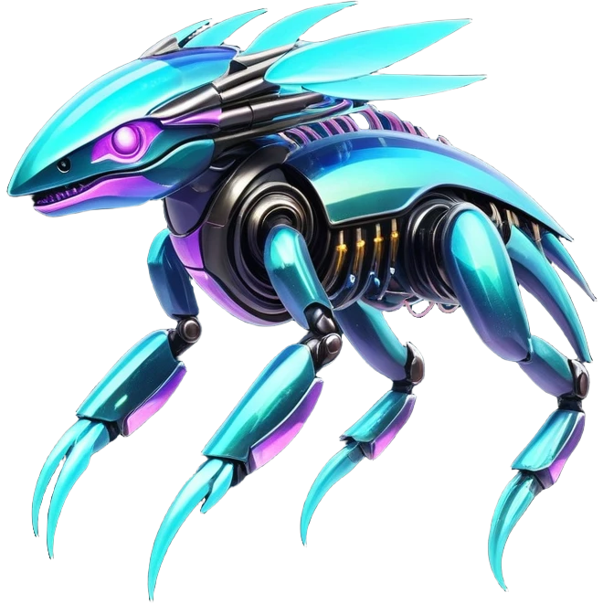  Epic legendary rare glowing mechanical Shiny sparkly transparent bioluminescent luminescent vibrant bright pastel dark exotic iridescent colorful gradients futuristic modern metallic glossy glittery fantasy-cyber-Fakémon-Vernid-creature emoji