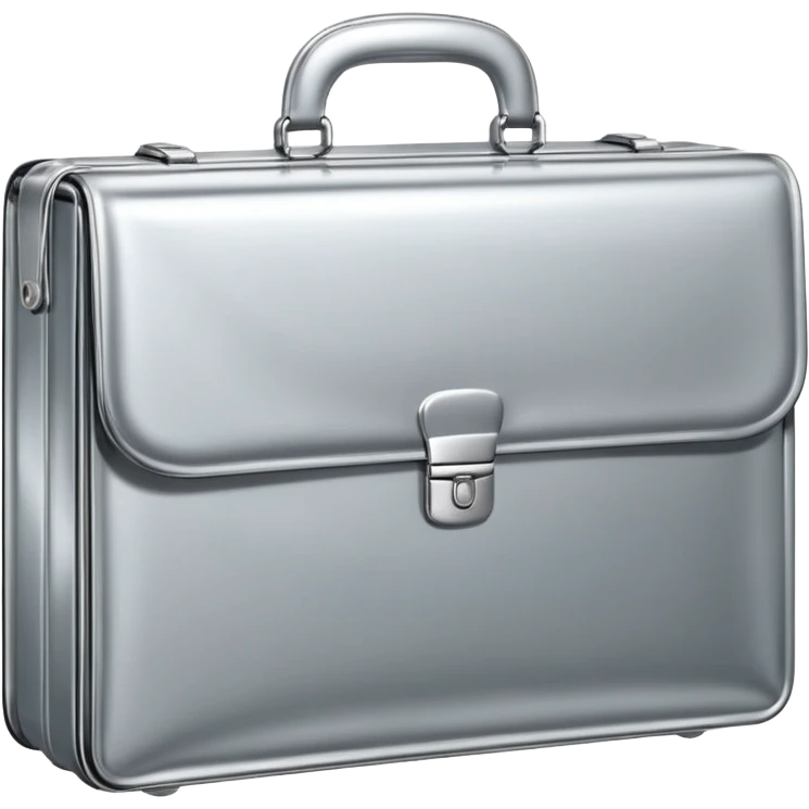 A luxury briefcase emoji made of polished silver chrome, smooth rectangular shape, metallic reflections, minimal high-end design, swag business aesthetic, iOS emoji style, centered, clean white background
 emoji