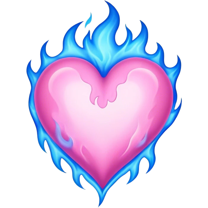 Blue flames pink heart emoji
