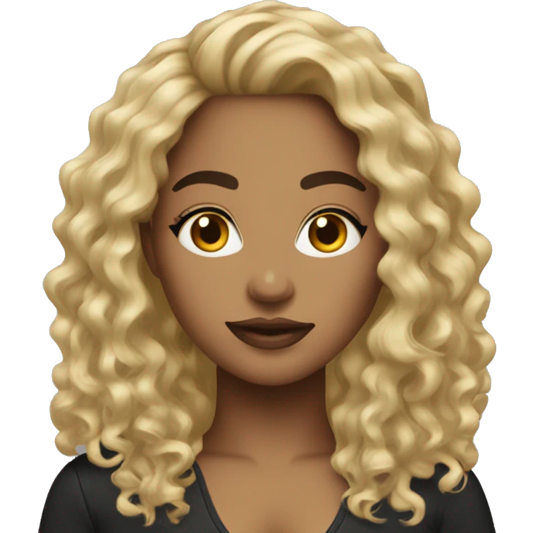 latina baddie darker with blond hair curly emoji