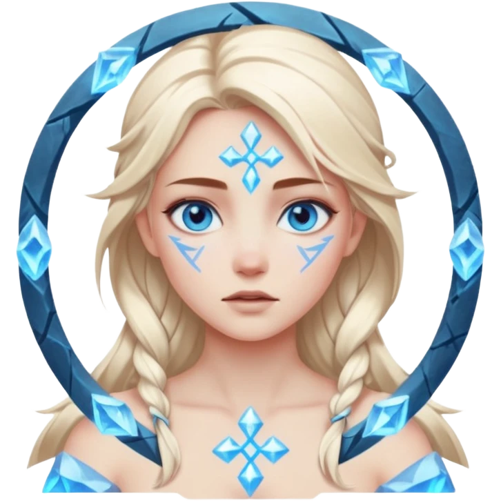 Woman frozen mid-spell, glowing runes around her body, charged silence emoji