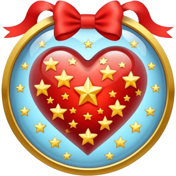 Heart with ribbon and stars, inside of glass emoji