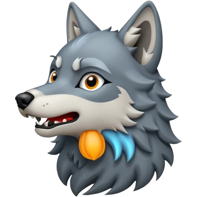 волк воет  в стиле айфон emoji
