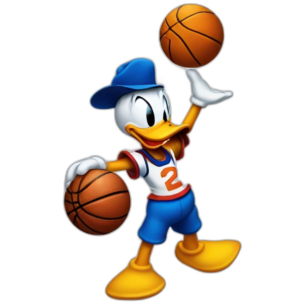 donald duck with a basketball emoji