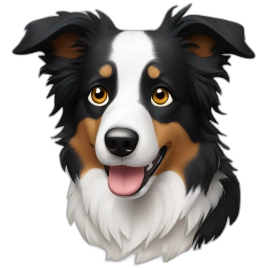 border collie with black right eye emoji