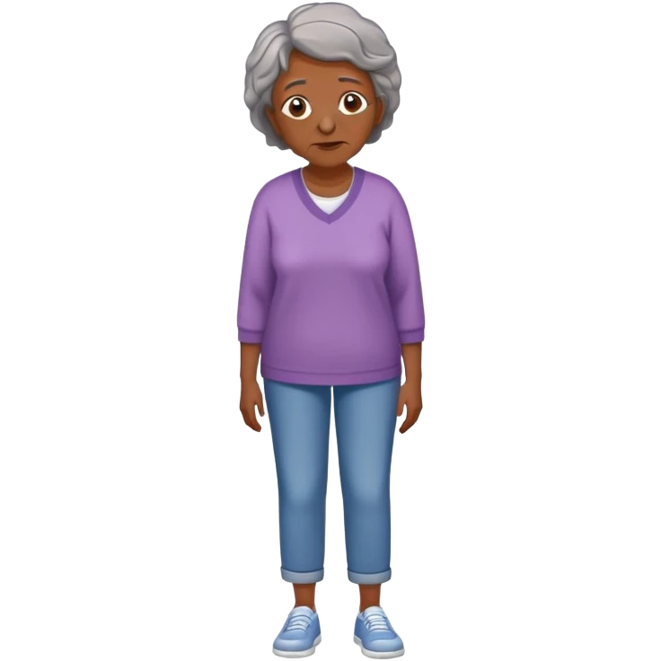 Full body of an older Black woman with Alzheimer's disease, mother of a teenager, slightly confused but gentle expression, casual clothing emoji