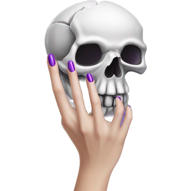 Skull hand with purple nails pretty  emoji
