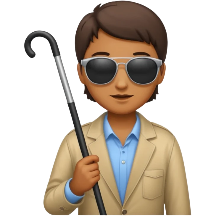 A blind person wearing sunglasses and holding a guide cane emoji