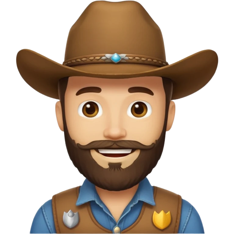 bearded cowboy smiling saying good morning, emoji style emoji