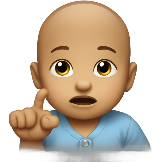 baby crying with an “L” hand signal emoji