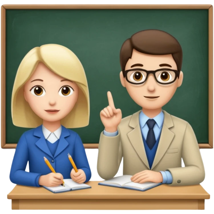 teacher teaching one student in a classroom emoji