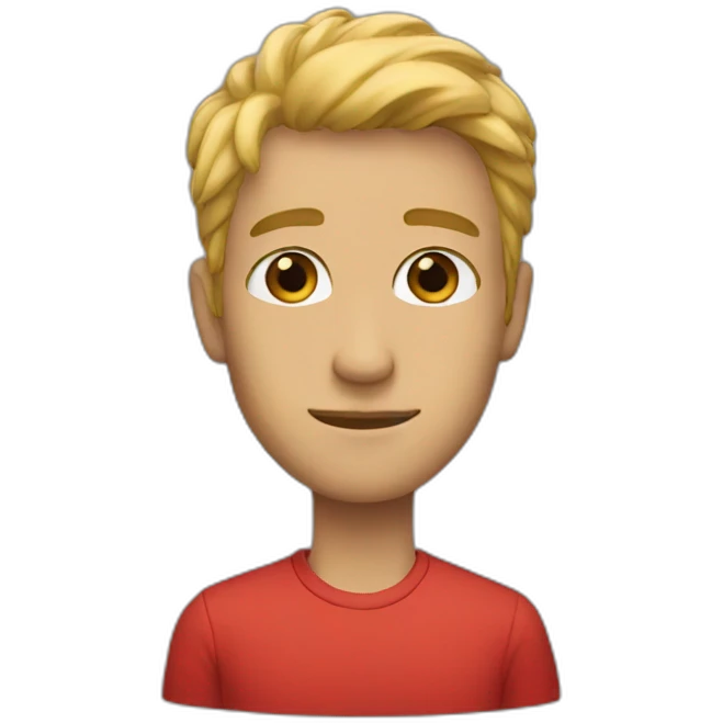 only hair, eyes and red shirt emoji