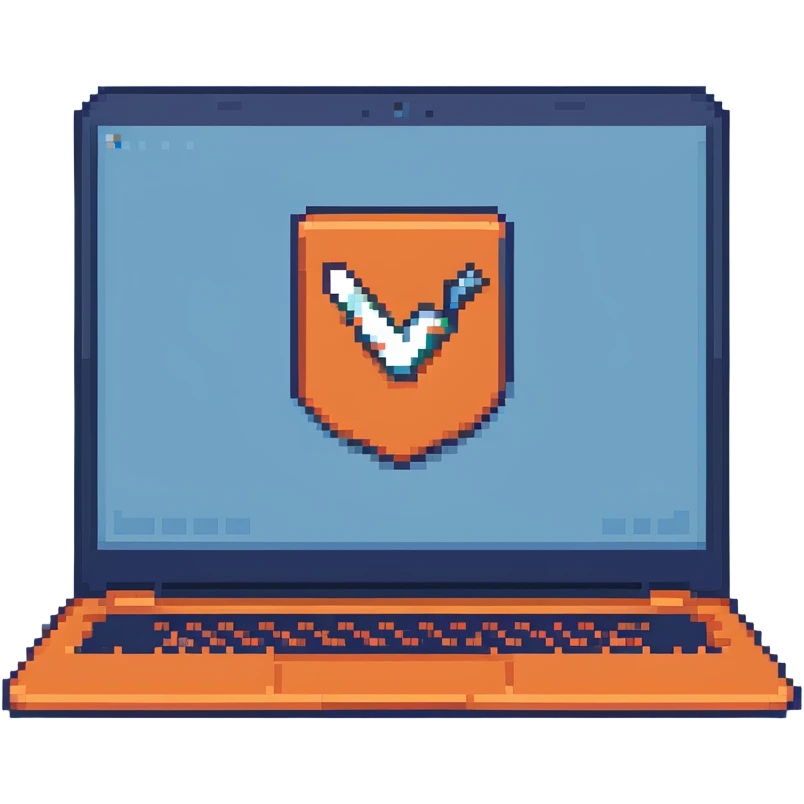 a blue laptop having a logo that says cmv on the back of it emoji