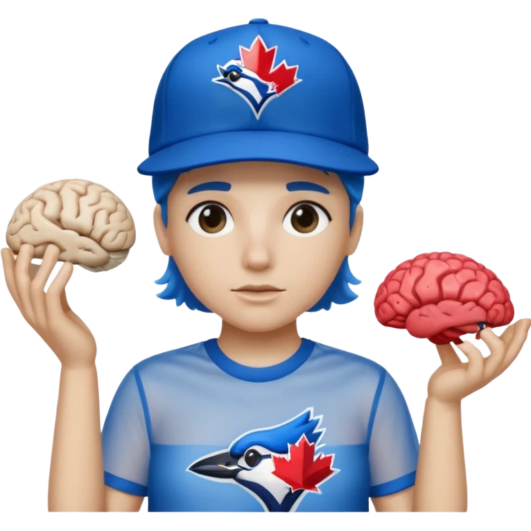 a see throug top of a roty that has a brain that you can whering a 67 shirt and a toronto blue jays hat emoji