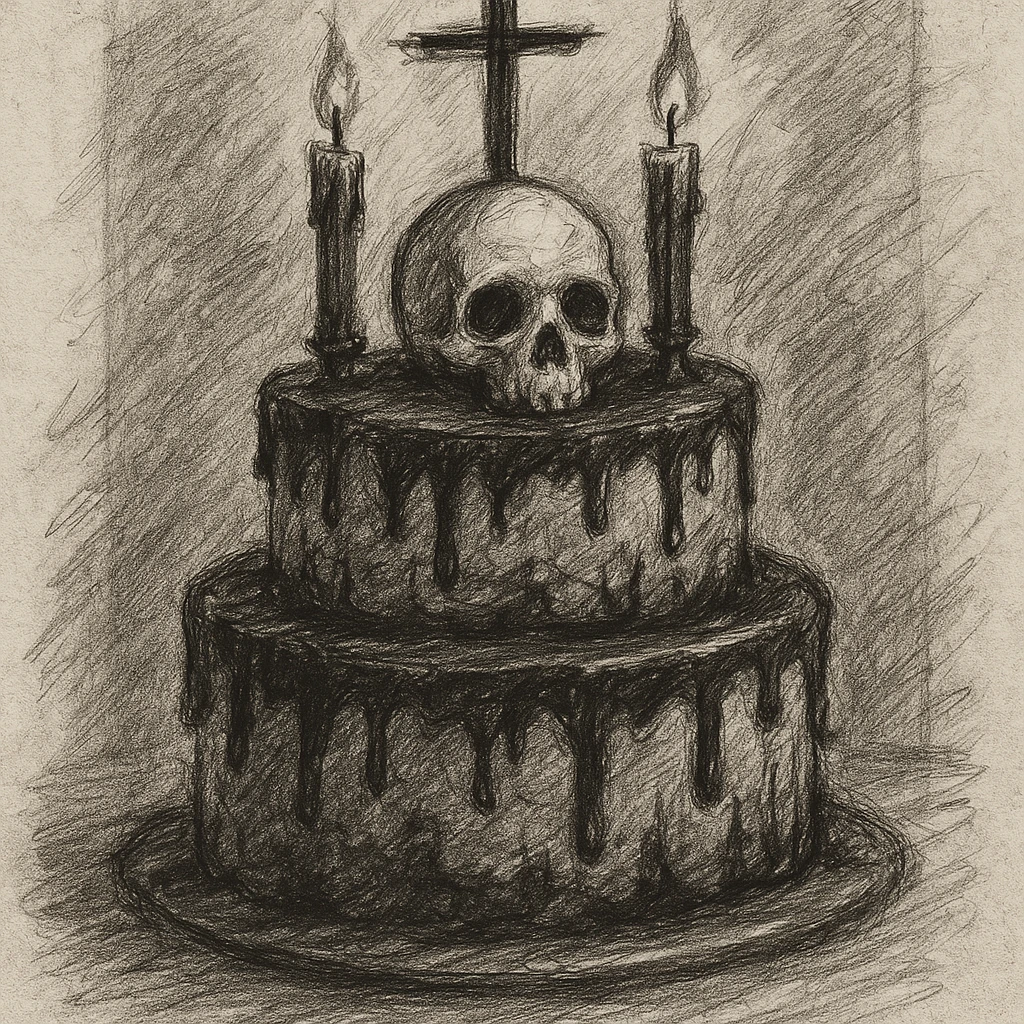 gothic cake, pencil sketch style emoji