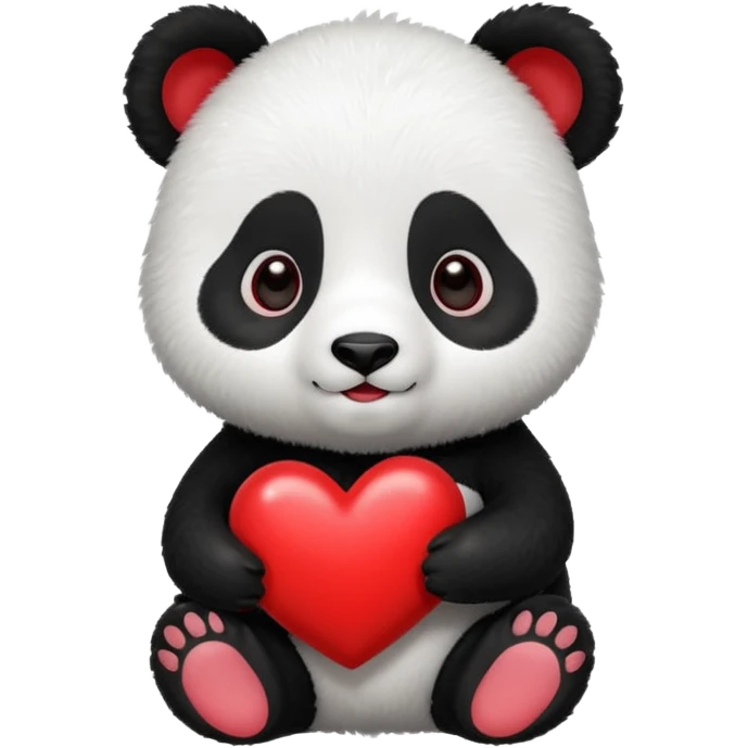 Baby panda holding a heart emoji