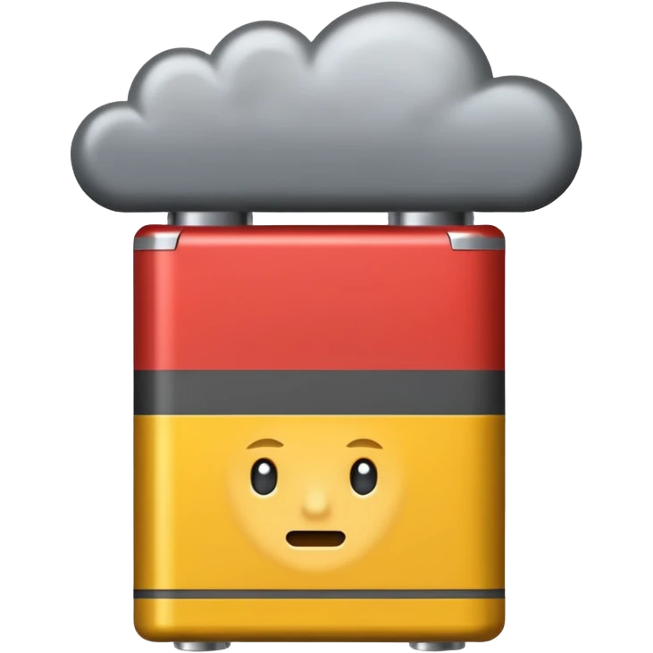  battery with no energy and a gray cloud abouve the head emoji