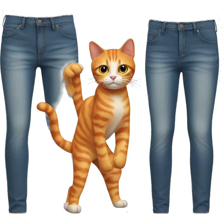Orange cat with pants jeans  emoji