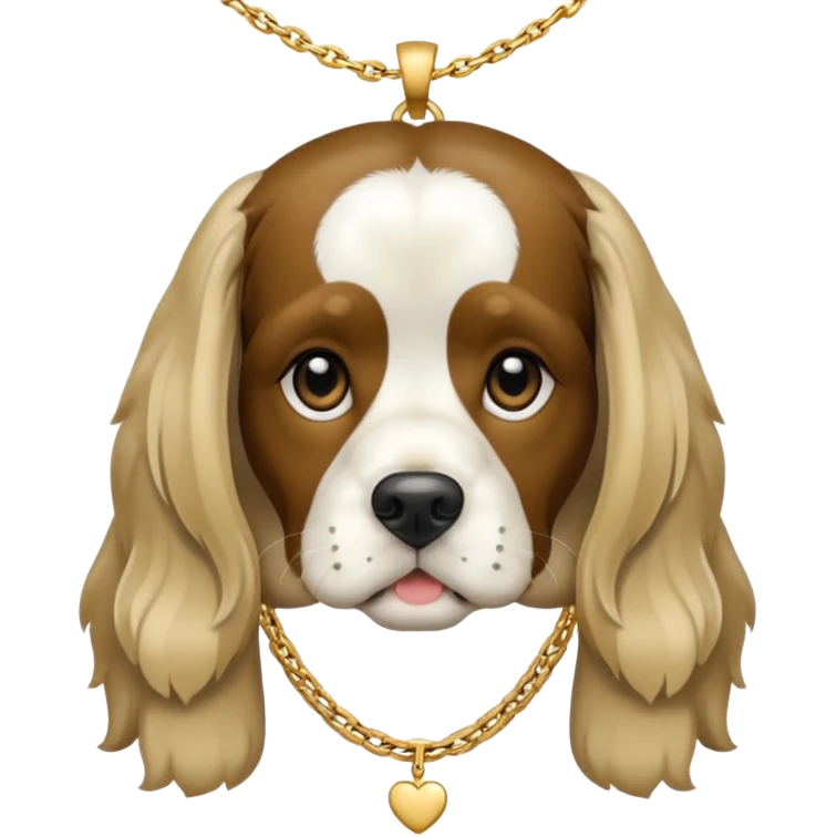 Собака породы черно-белый русский кокер спаниель с реперской цепью emoji