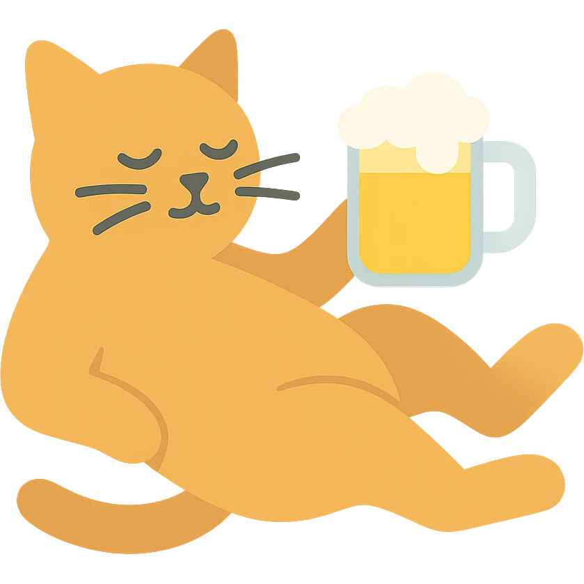 кот лежит и пьет пиво emoji