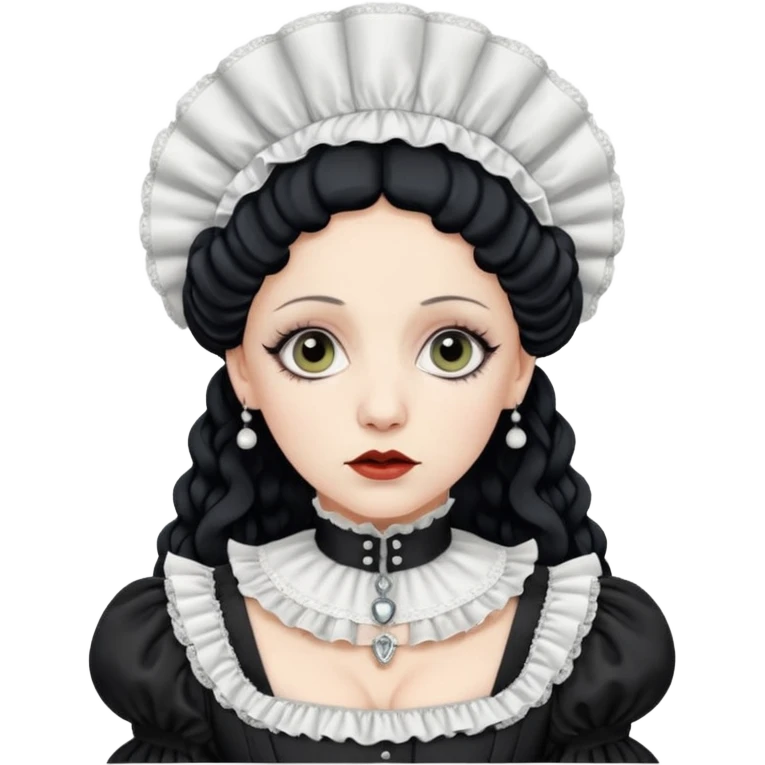 Lene Lovich in white like victorian maid emoji