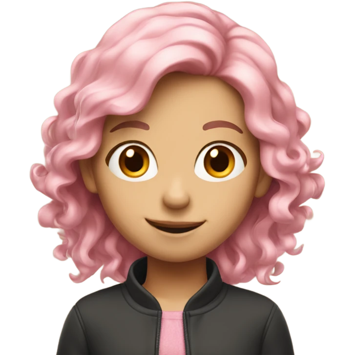 smiling girl with windy pink and blonde hair emoji