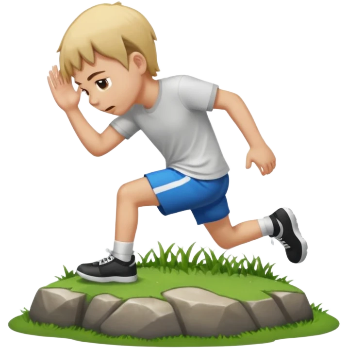 Person slipping on wet grass and hitting head on rock emoji