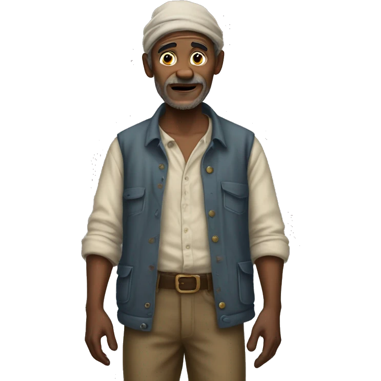 poor man wearing old clothes to showcase he is poor emoji