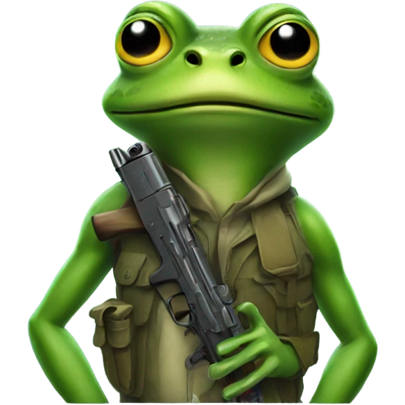 Frog with a gun emoji
