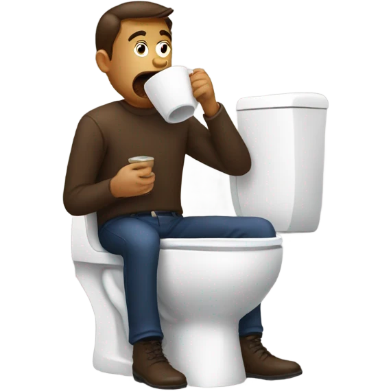 Man on toilet drinking coffee emoji