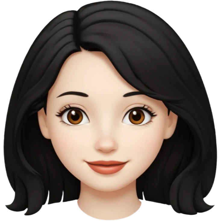 a girl that has black 4c hair textures and pale skin color, It has brown eyes, a nose, lips, and it’s smiling. emoji