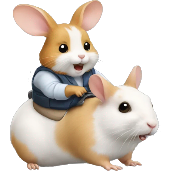 Hamster riding on a bunny emoji
