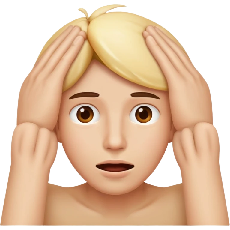 A person with hands on there heads with there mouth agape emoji