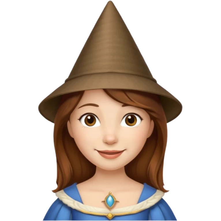 Medieval princess with cone hat and brown hair emoji