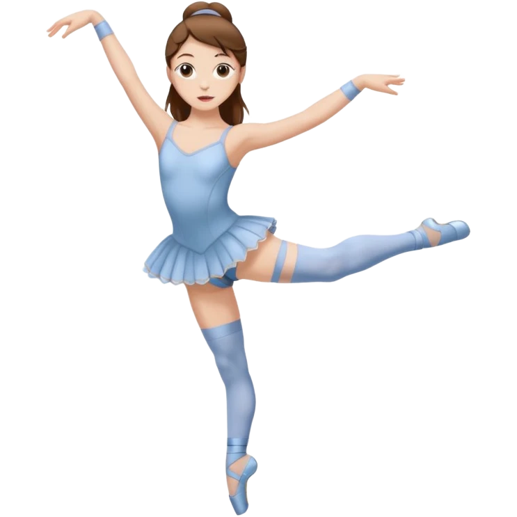 Ballet dancer in over the knee socks, leotard and long brown hair emoji