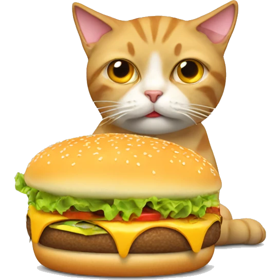 Cat with a hangover eating a cheeseburger  emoji