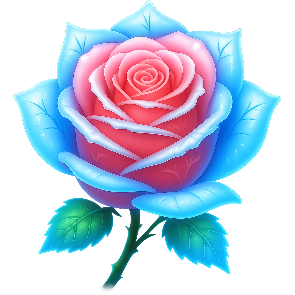 Make the ice rose glow in the style of emoji, preserving the emoji look and feel, with no background. emoji