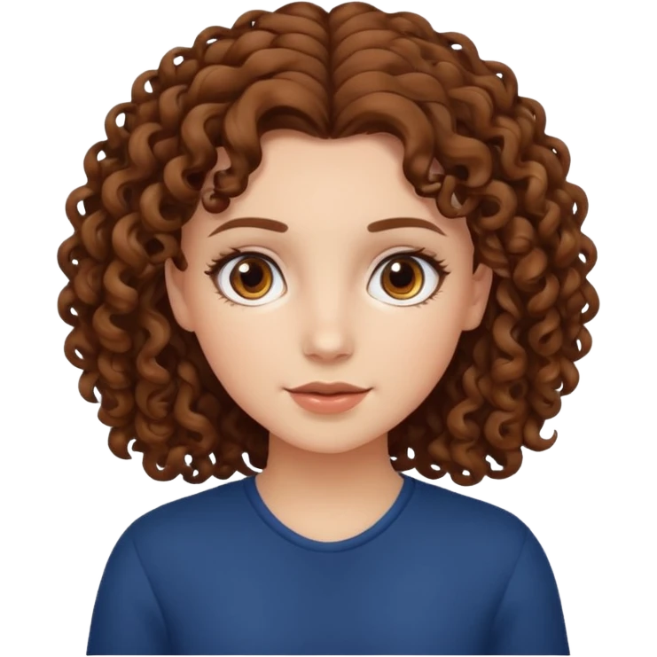 white girl with curly hair brown emoji
