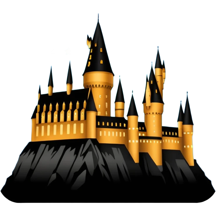 Harry Potter series, Hogwarts castle silhouette with stars, outlined only emoji