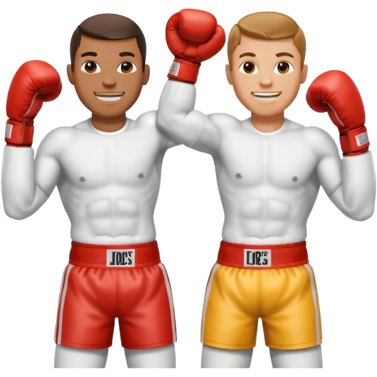boxers holding up each other's arms in friendship emoji