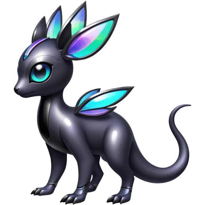 Modern futuristic Iridescent black dark fakemon-creature emoji