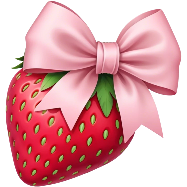 strawberry wrapped in pale pink bow emoji