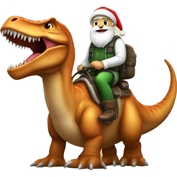 santa riding a dinosaur  emoji
