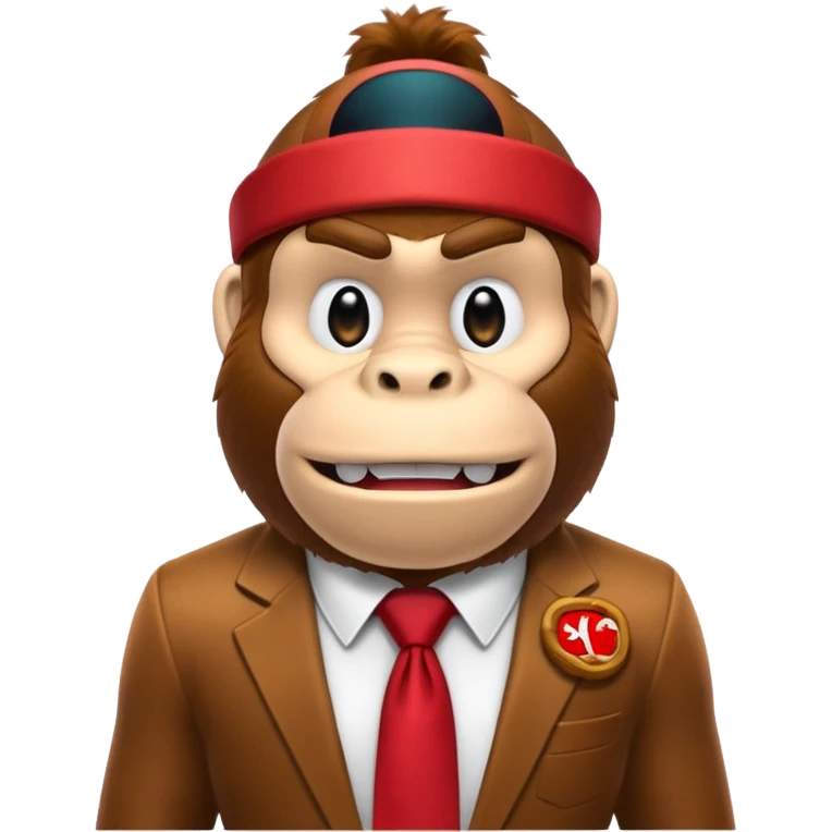 Donkey Kong🦍 with red tie with his initials (DK) on emoji