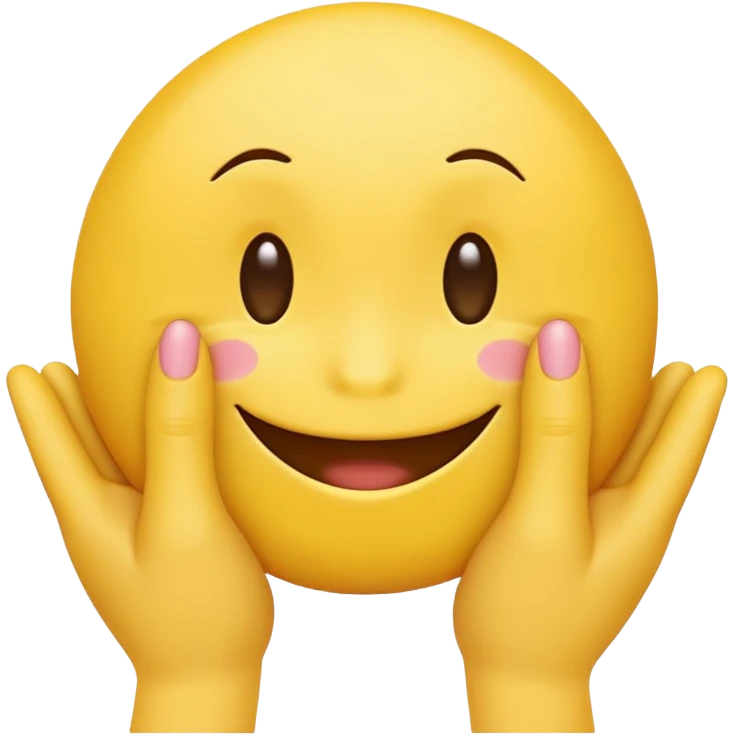 Yellow Standard smiley emoji blushing and hiding face with hands emoji