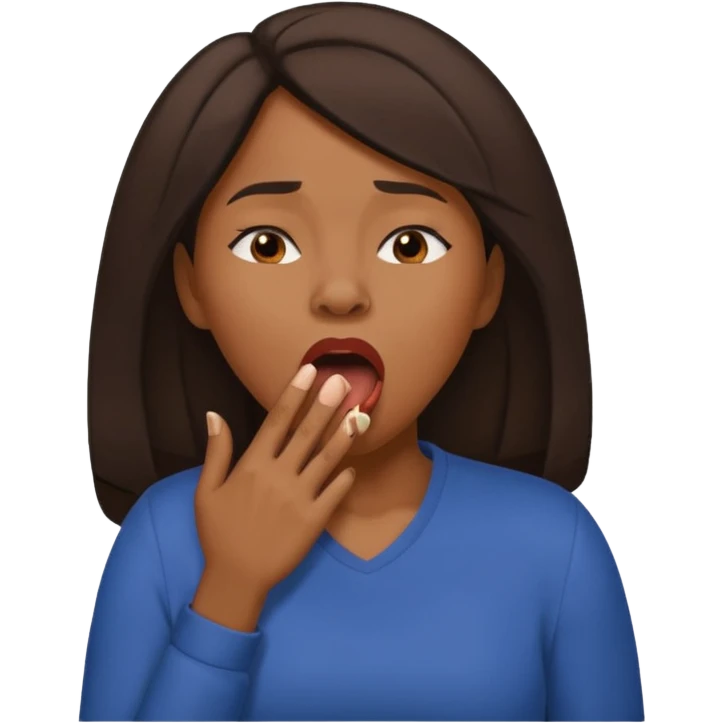 black woman Yawning with Hand on Mouth, emoji