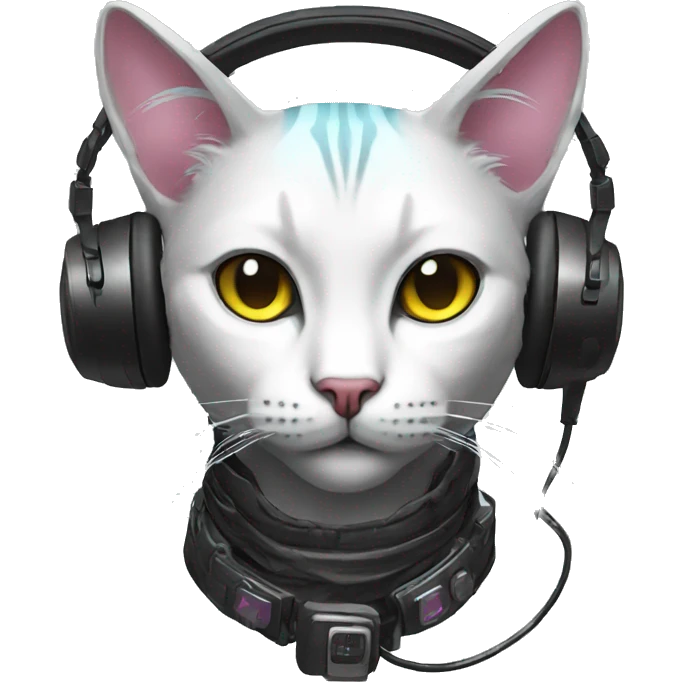 cyberpunk cat wearing headphone emoji